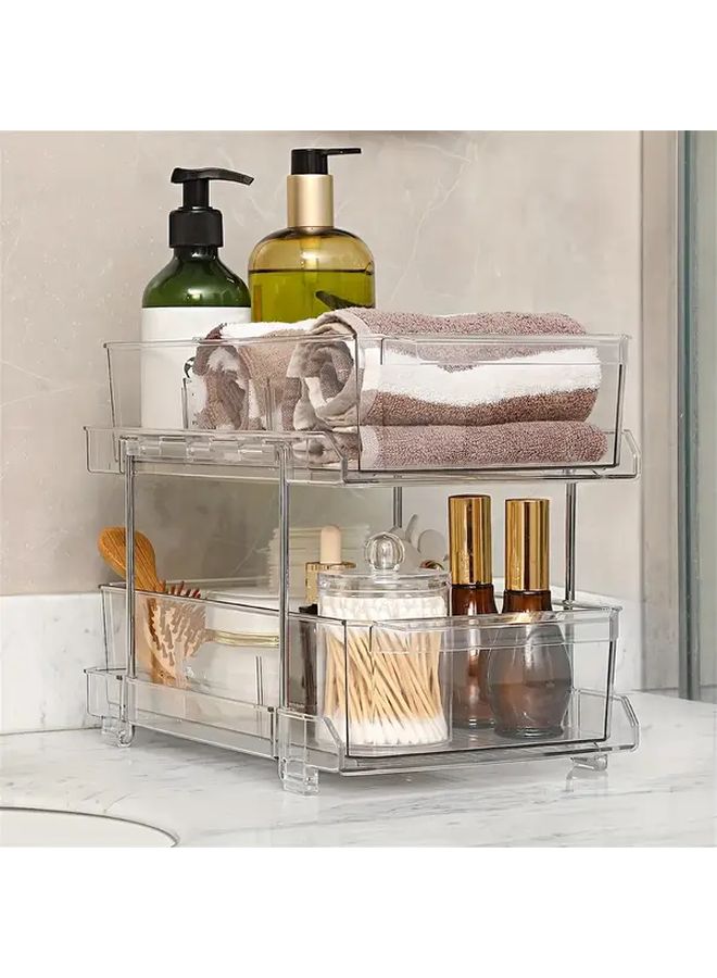 Transparent Multi Tier Plastic Storage Rack Countertop Organizer For Kitchen Bathroom - Image 5